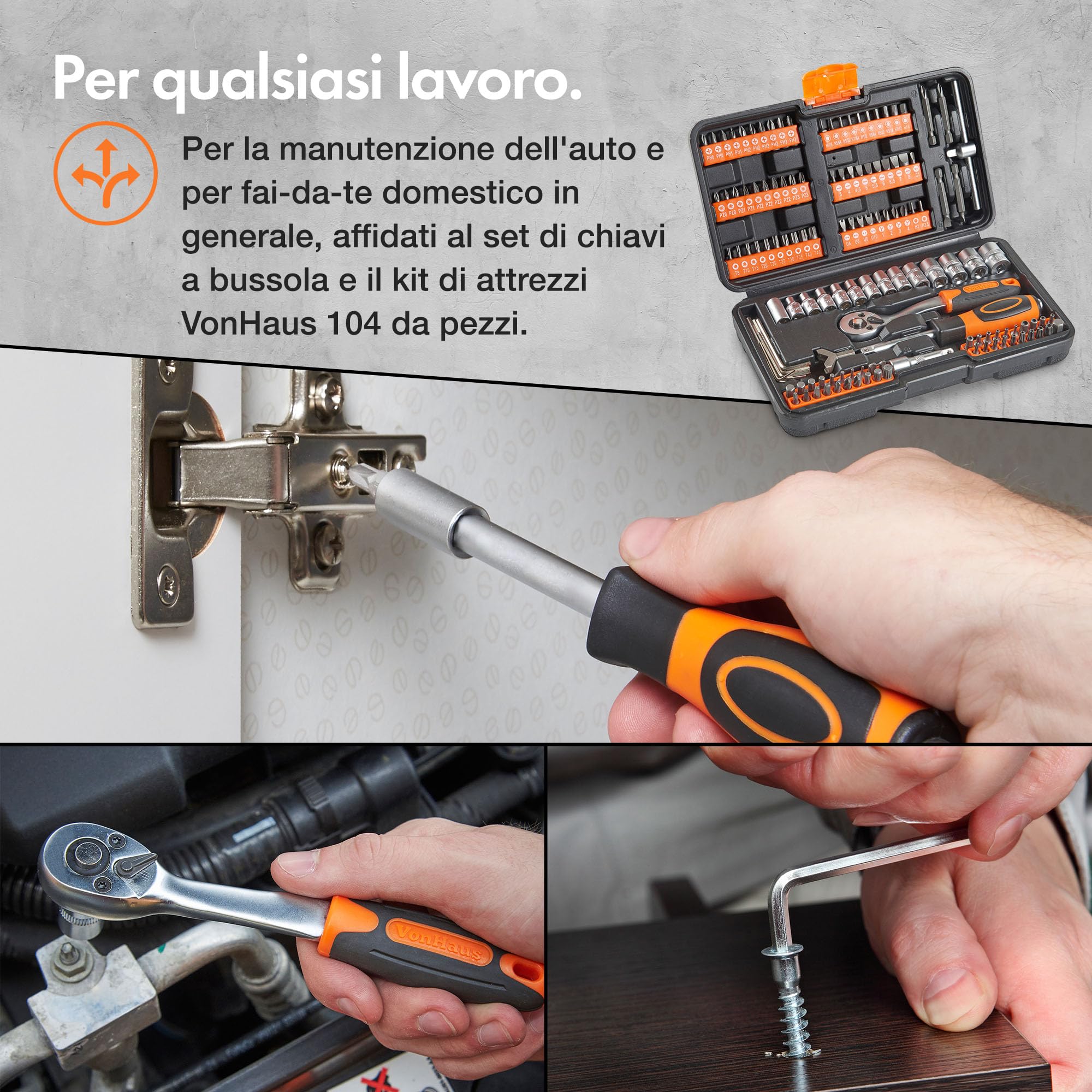 VonHaus Set Chiavi a Bussola 130 Pezzi con Cricchetto