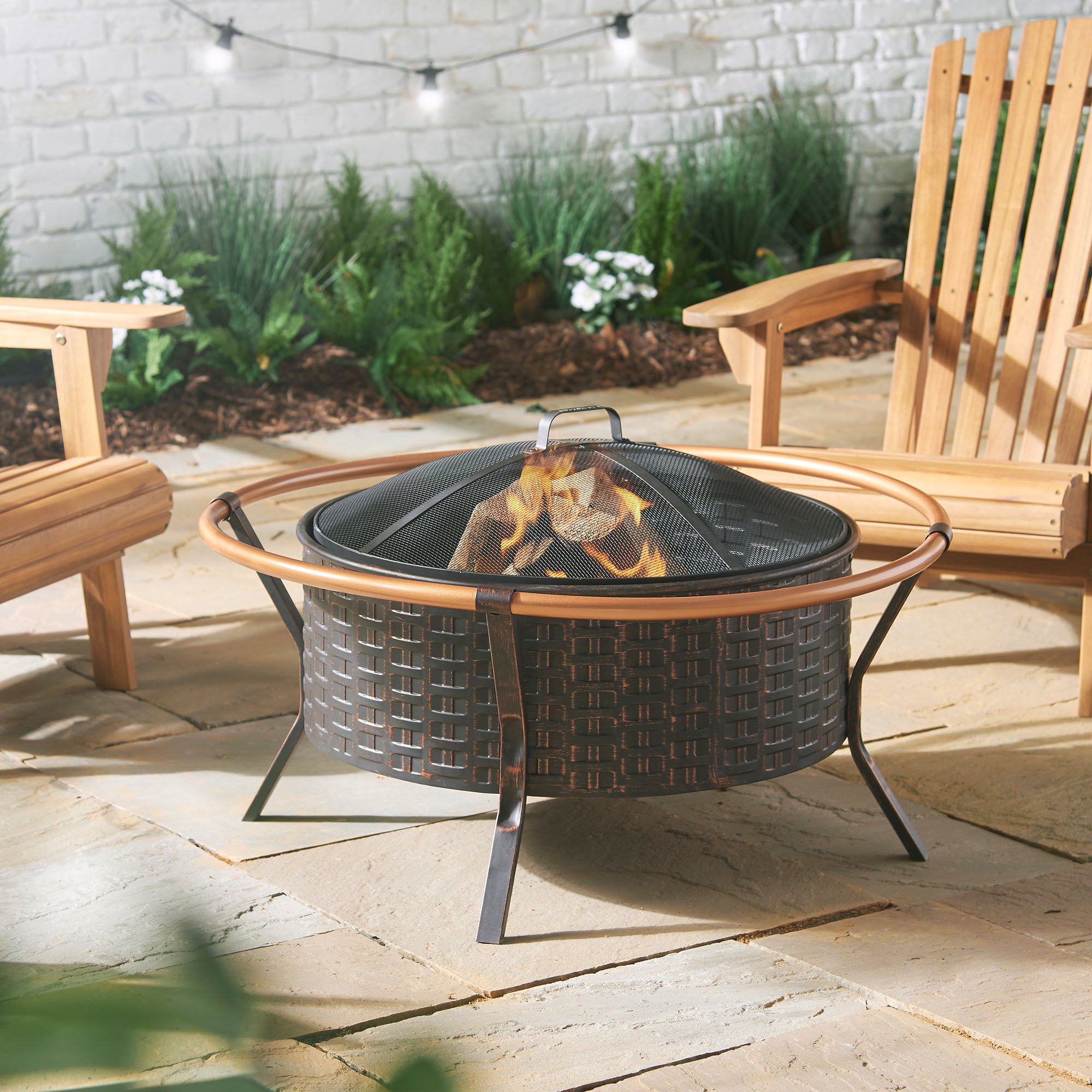 VonHaus Braciere Rame Giardino 66,5cm con Griglia
