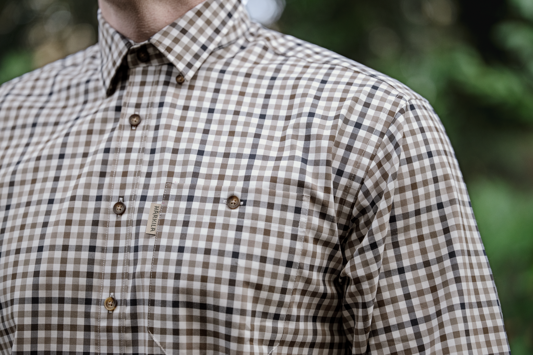 Härkila Milford camicia quadri blue beige check maniche lunghe