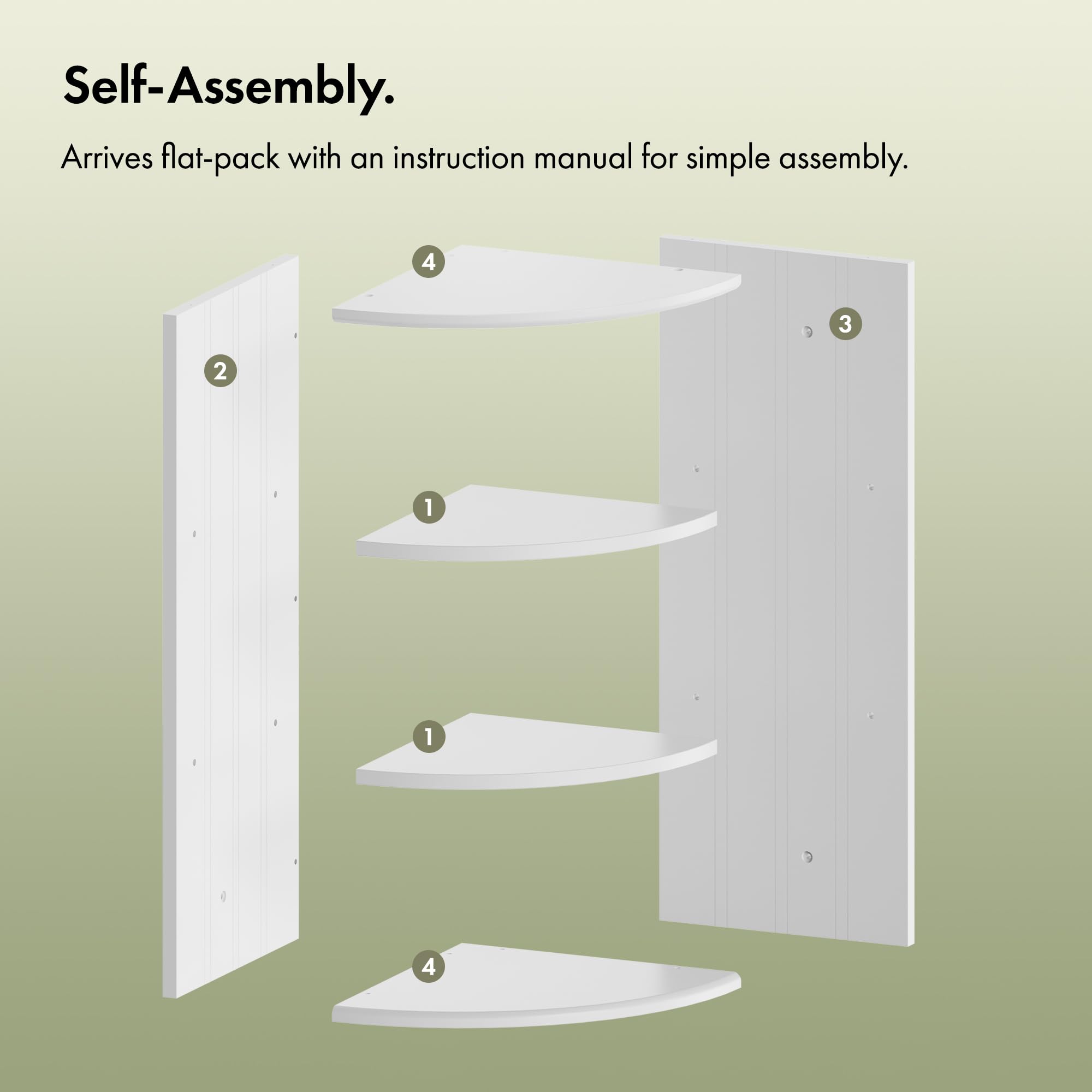 VonHaus Armadietto Angolare Bianco Mobile 3 Ripiani MDF