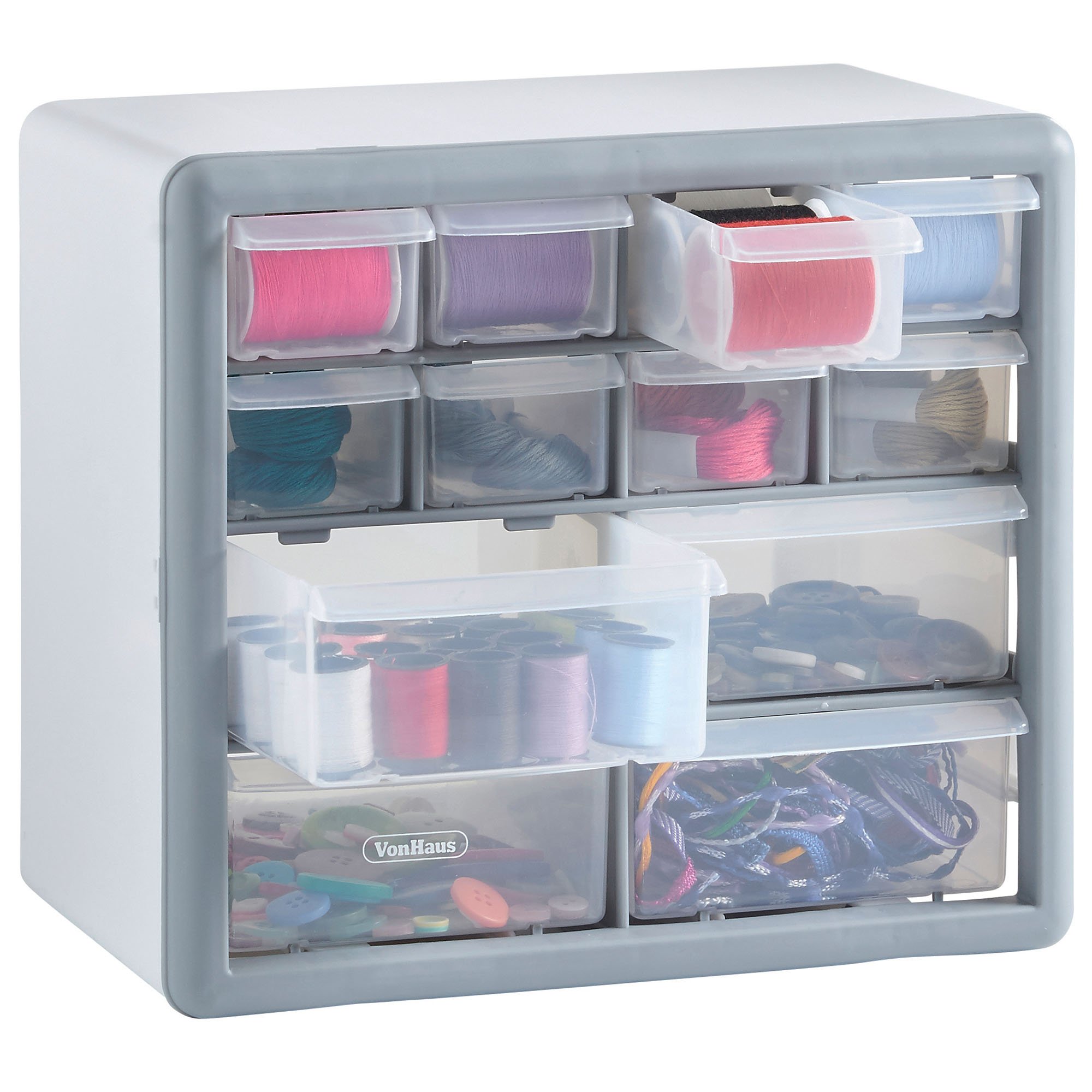 VonHaus Organizer 12 cassetti portaviti da parete grigio