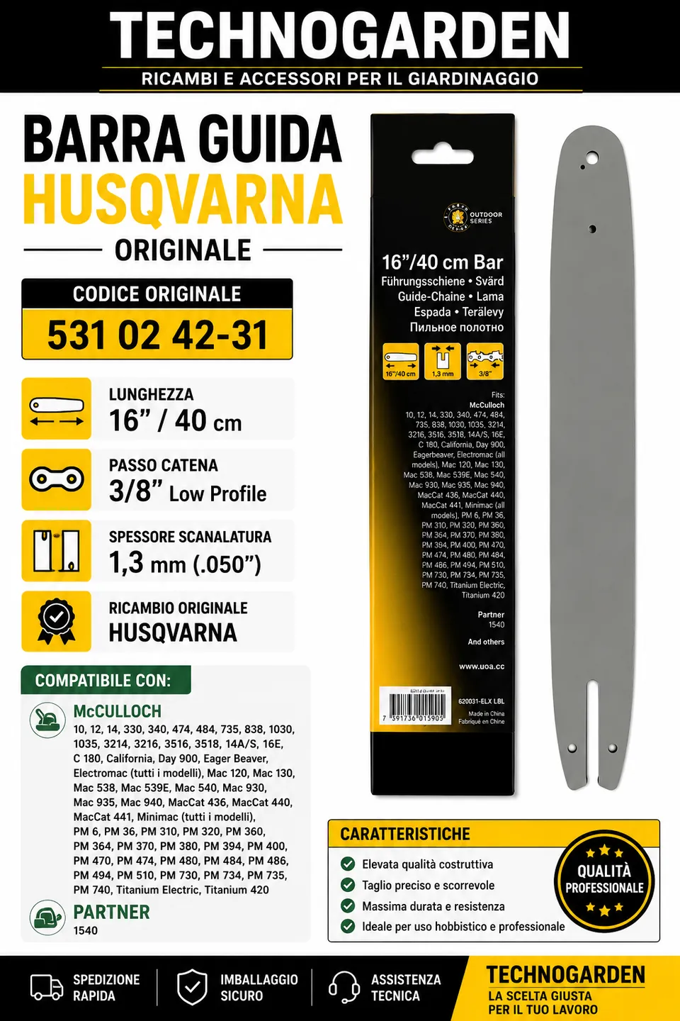 Husqvarna 531024231 barra motosega 40 cm 16"