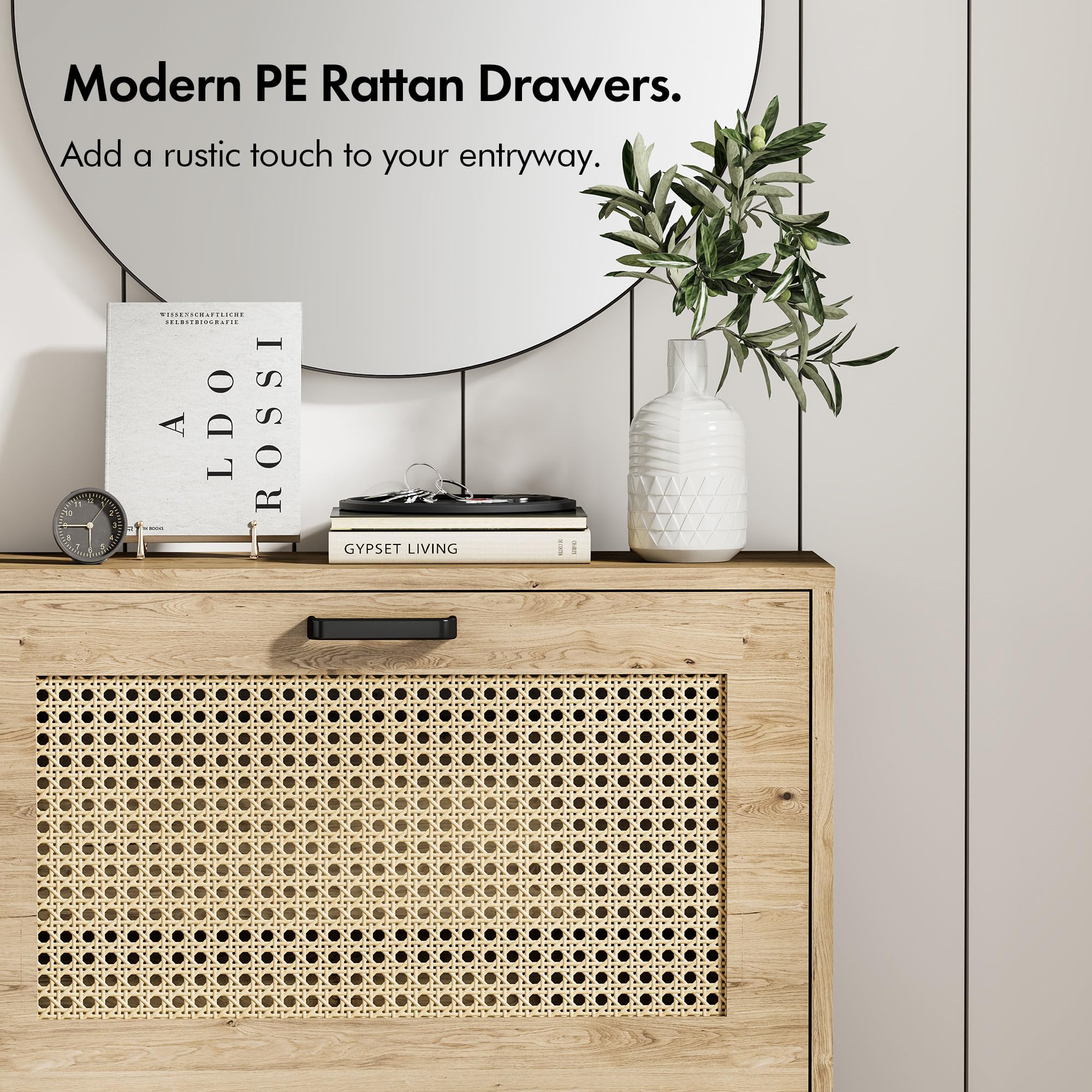 VonHaus Lena scarpiera rattan 3 cassetti 18 paia