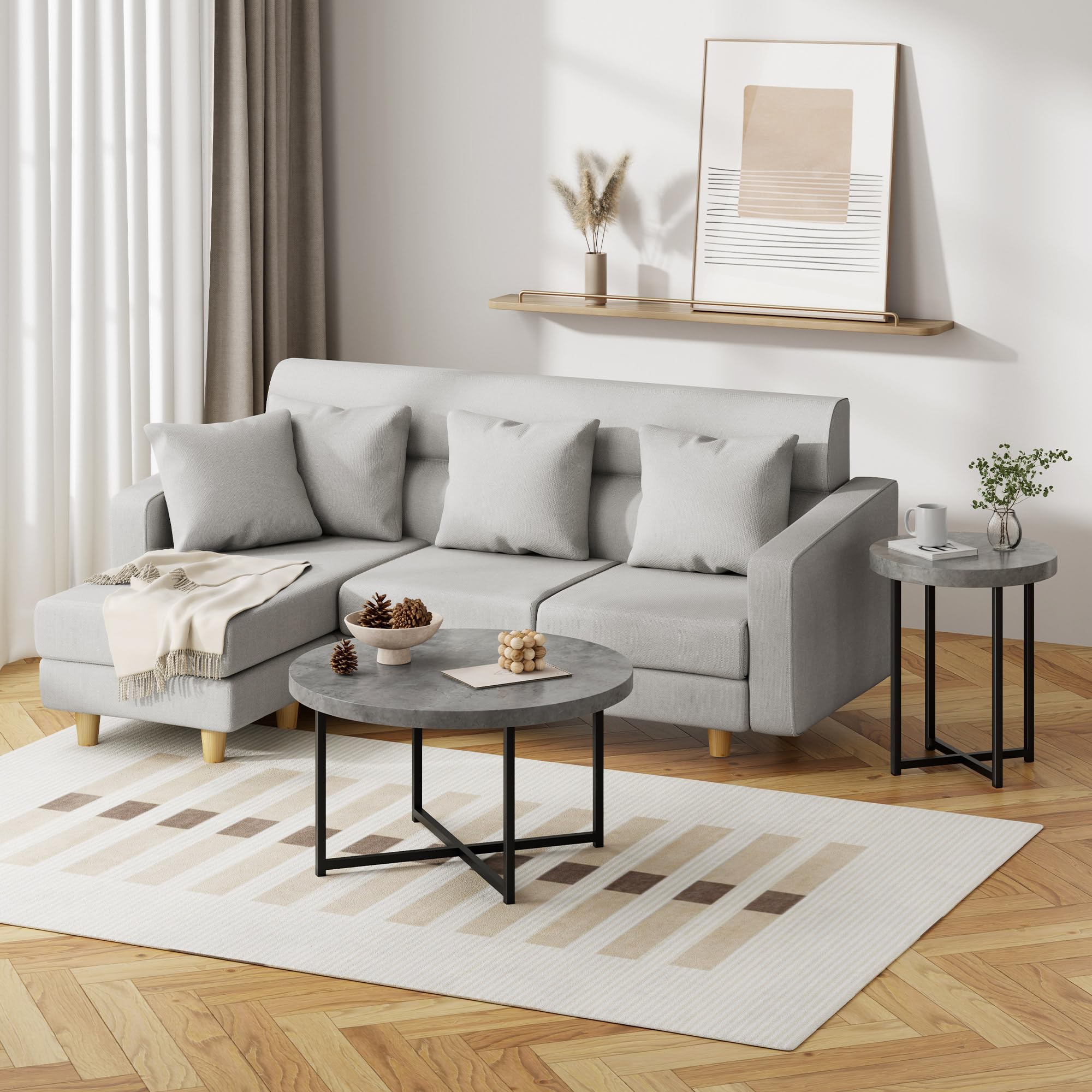 VonHaus Tavolino Caffè Grigio Effetto Cemento