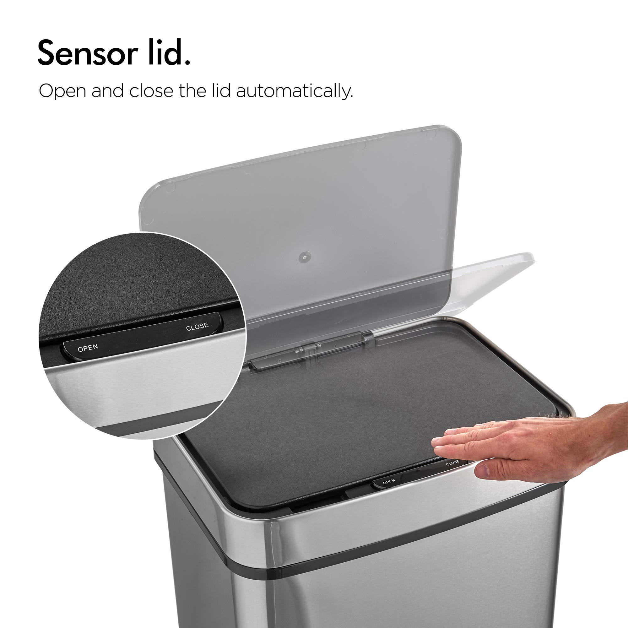 VonHaus pattumiera automatica sensore 72L acciaio nero 3 scomparti