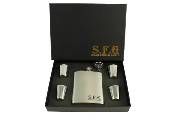SFG set fiaschetta acciaio con 4 bicchieri