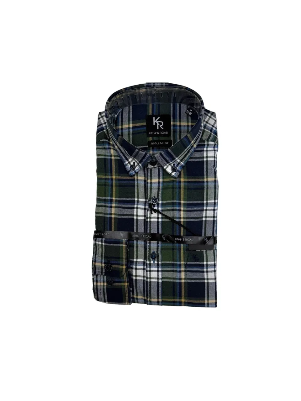 King’s Road Major camicia uomo a quadri verde blu