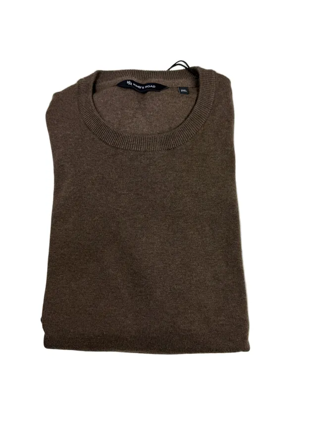 King's Road Becker O-Neck maglione marrone cotone