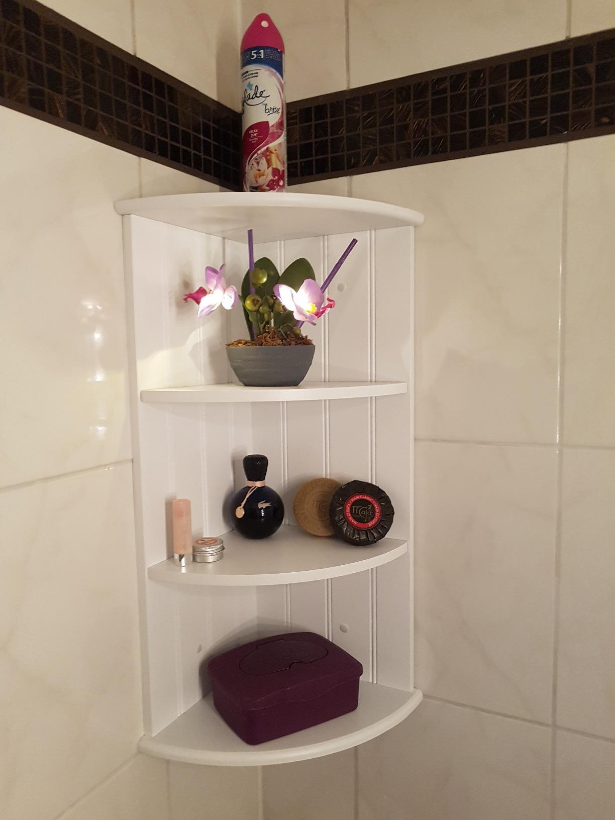 VonHaus Armadietto Angolare Bianco Mobile 3 Ripiani MDF