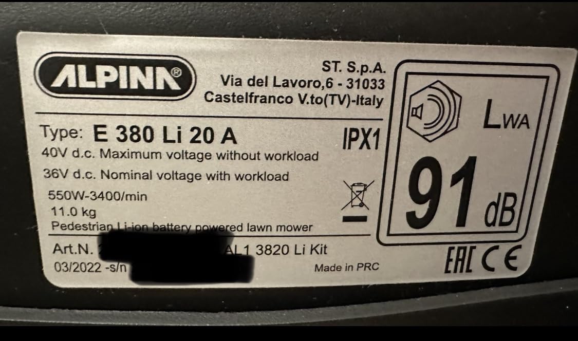 Alpina AL1 3820 Li Kit rasaerba a batteria 38 cm 2x4 Ah 350 m²