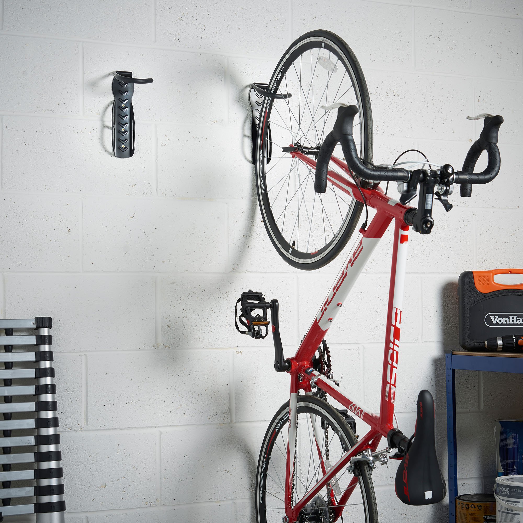 VonHaus Ganci Bici da Parete Acciaio 2 Pezzi Garage