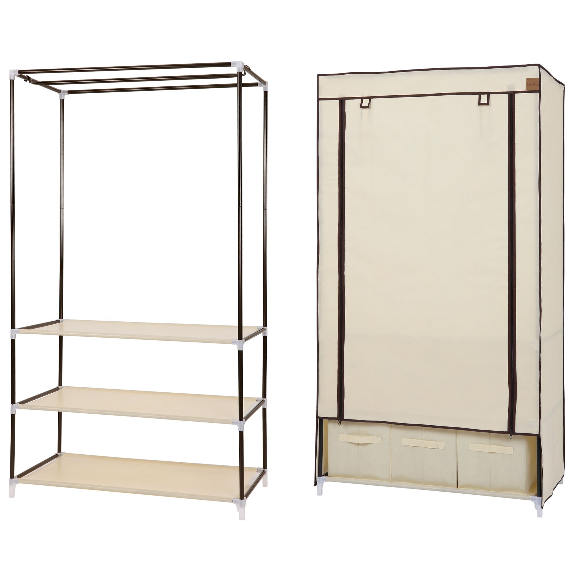 VonHaus Doppia Tela armadio in tela beige 3 cassetti