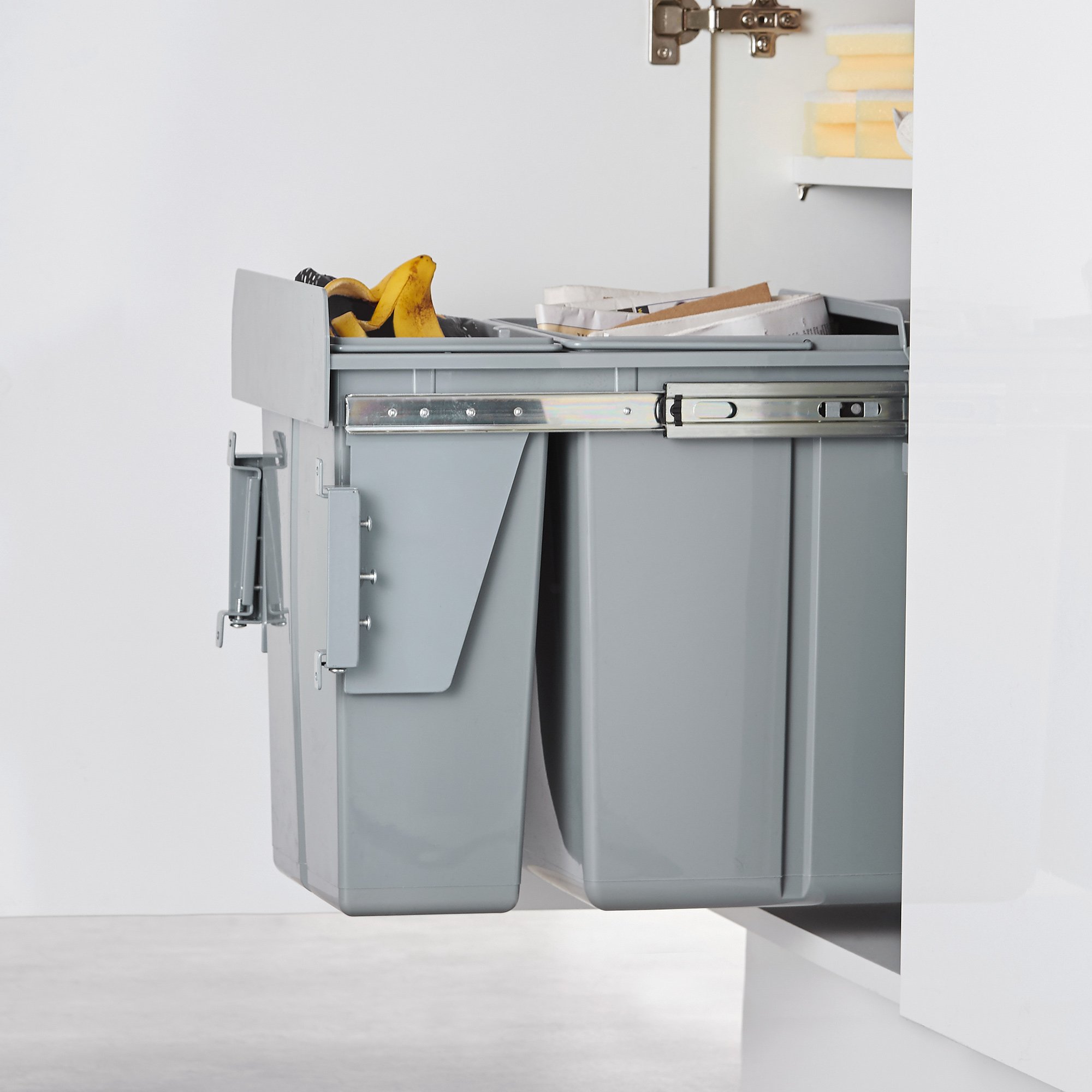 VonHaus Pattumiera Estraibile Cucina 30L Grigia 20+10L