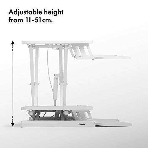 Vonhaus Sit-Stand postazione lavoro bianca a gas 2 ripiani