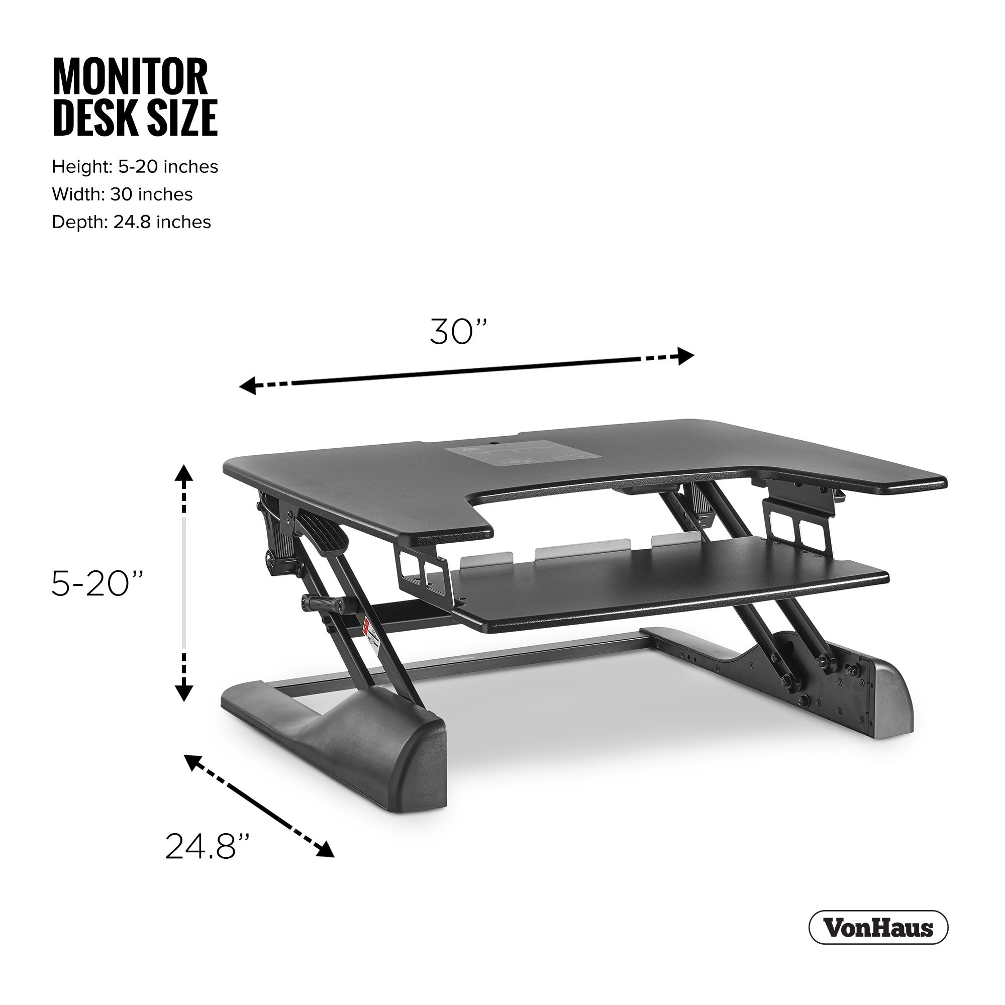 VonHaus postazione lavoro sit-stand due livelli nera