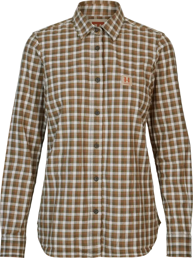 Härkila Fjell camicia donna Dark Olive Check cotone stretch