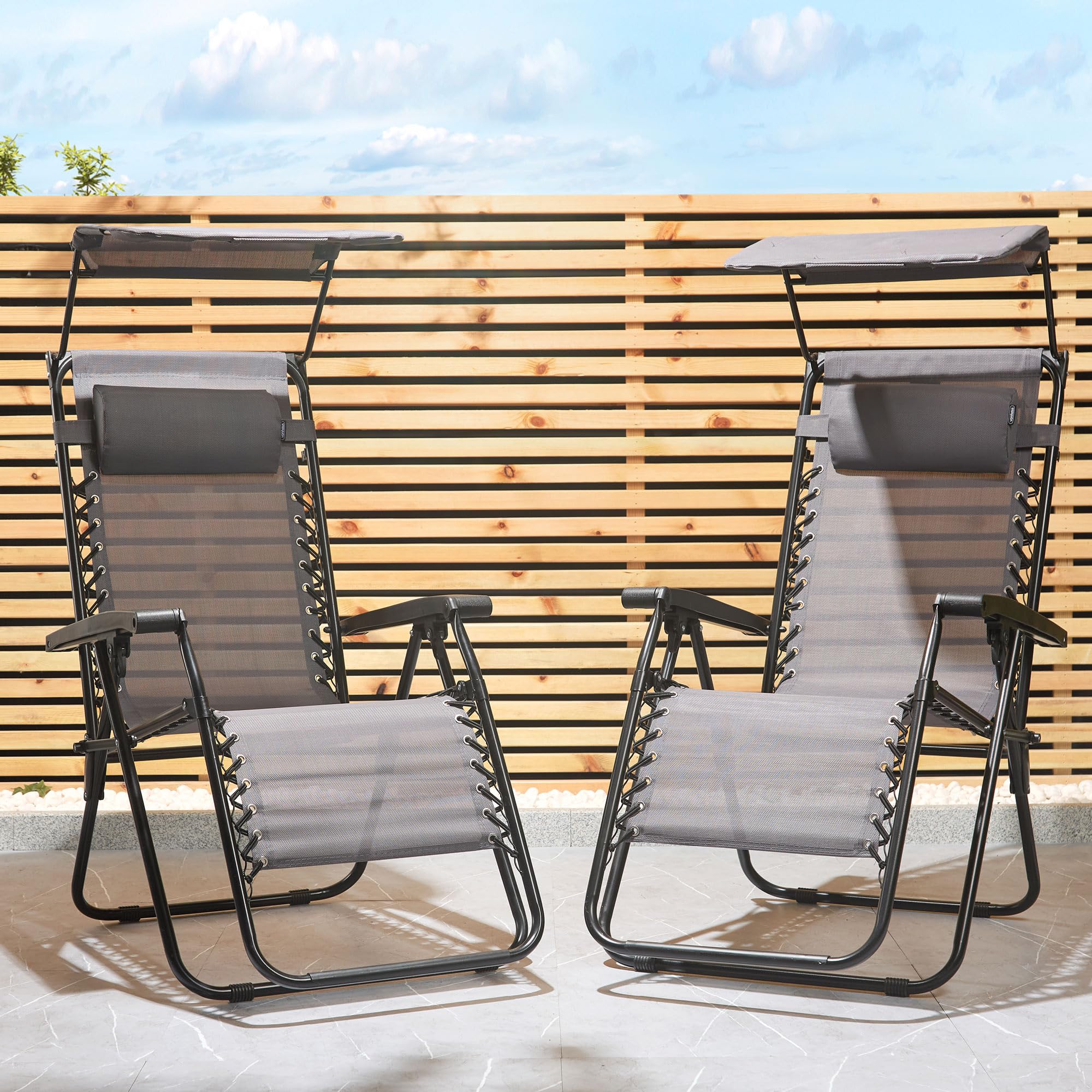 VonHaus Zero Gravity set 2 sdraio con tettuccio grigio