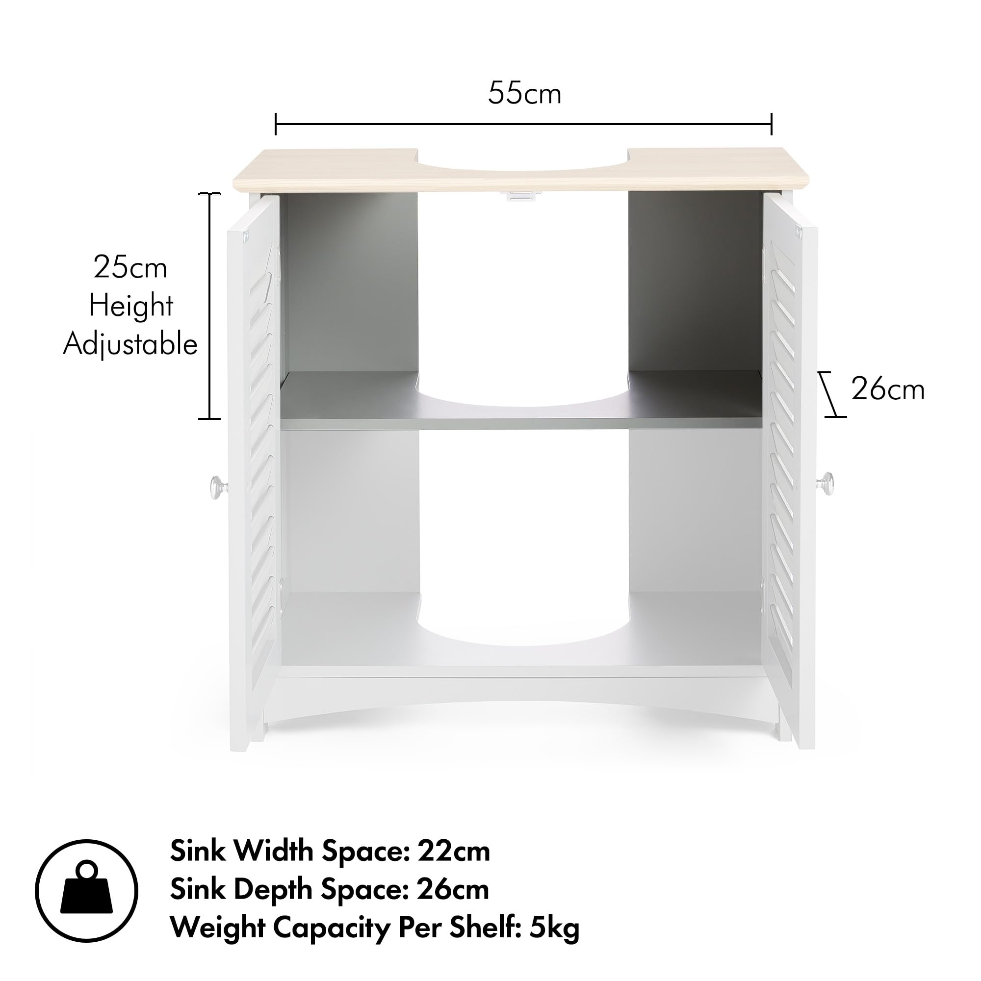 VonHaus Shrewsbury Mobile Bagno Sottolavabo Grigio 60 cm