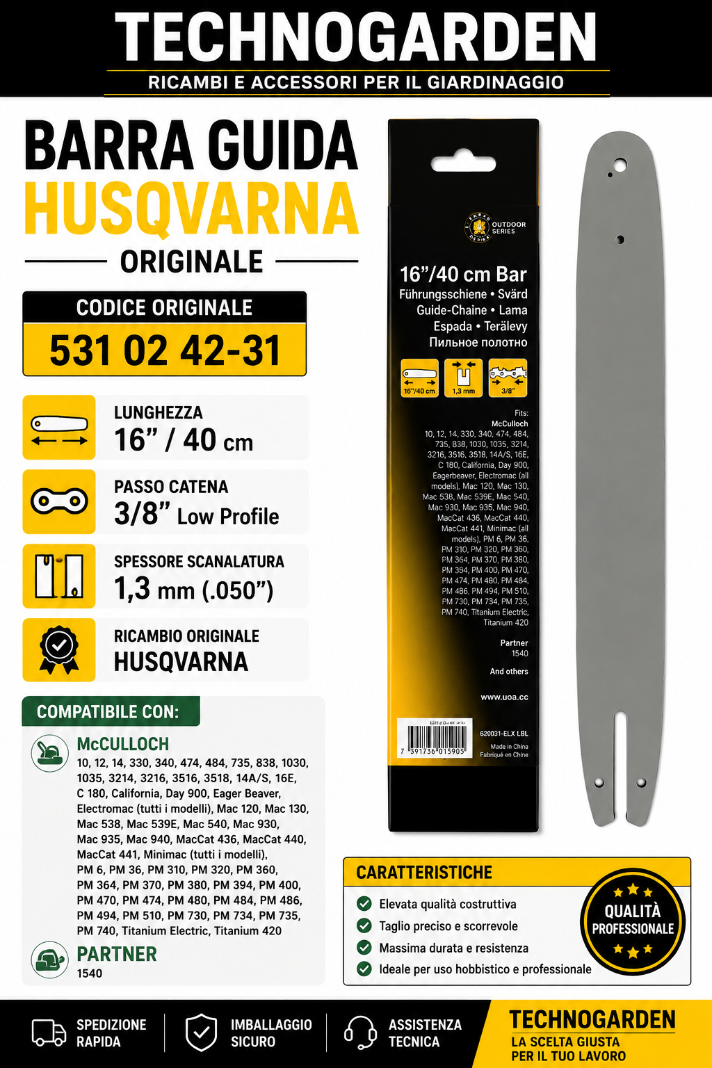 Husqvarna 531024231 barra motosega 40 cm 16"