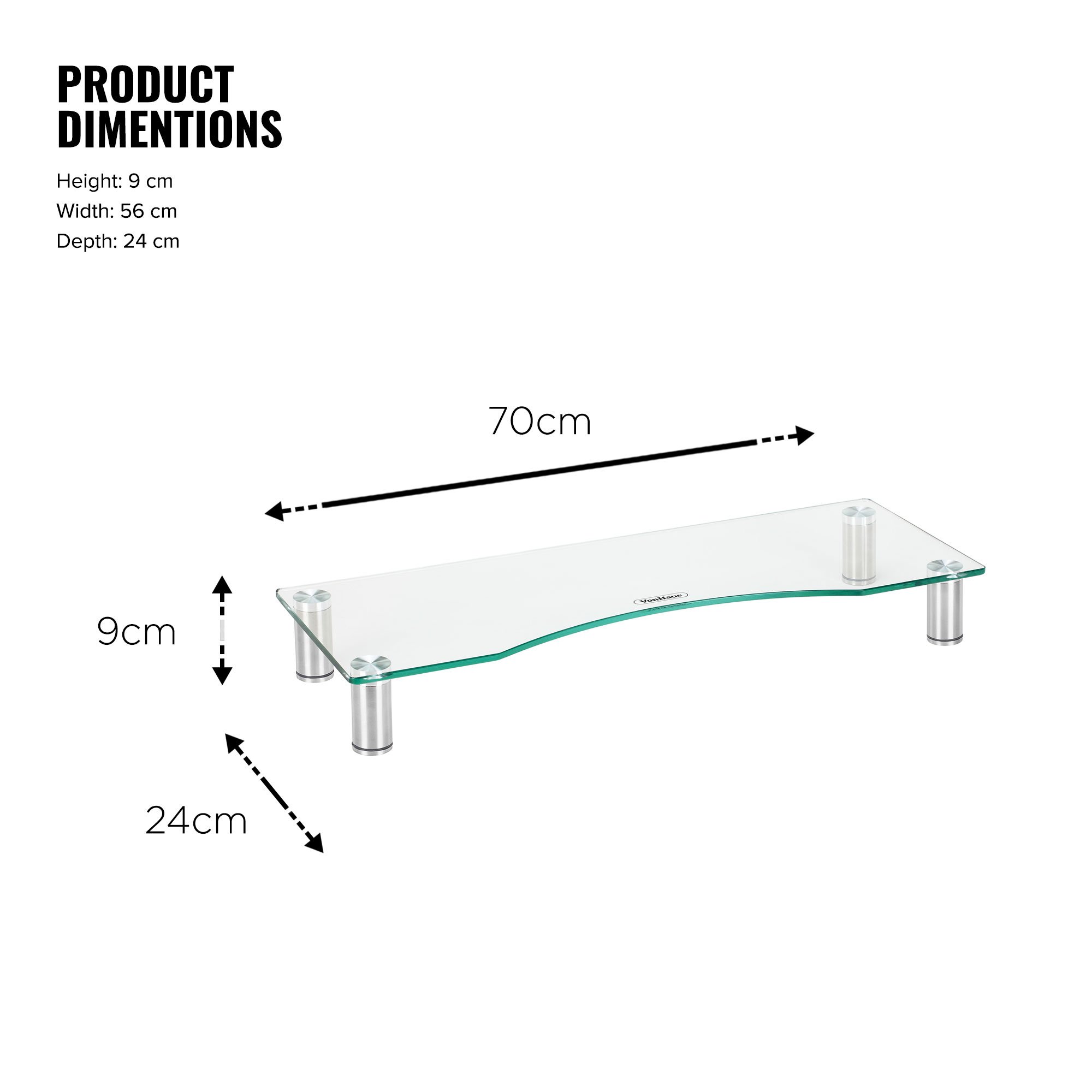 VonHaus Supporto Monitor Vetro Large 70cm 30kg