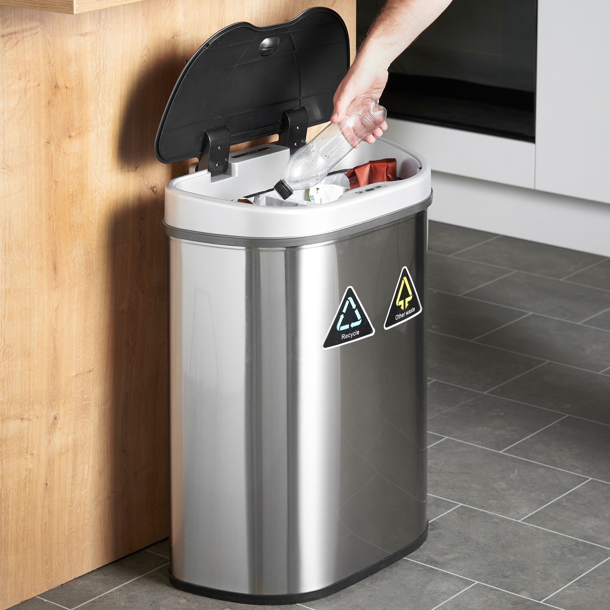 VonHaus bidone sensore 70L inox 2 scomparti automatico