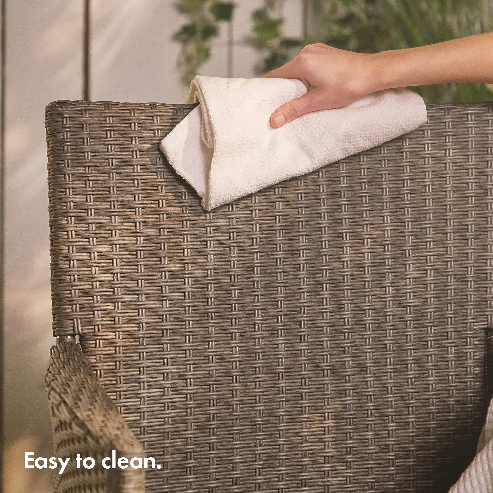 VonHaus Set Giardino Rattan 3 Pezzi Grigio con Vetro