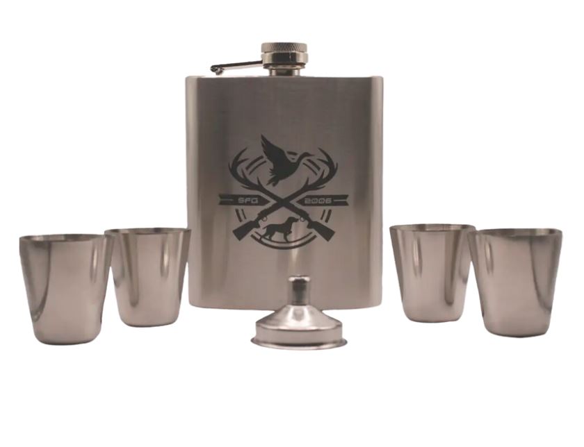 SFG fiaschetta acciaio set 4 bicchieri caccia