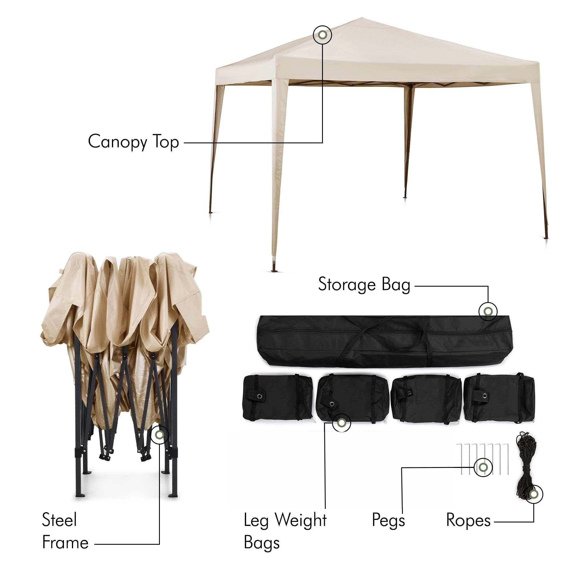 VonHaus Gazebo 3x3 Avorio impermeabile