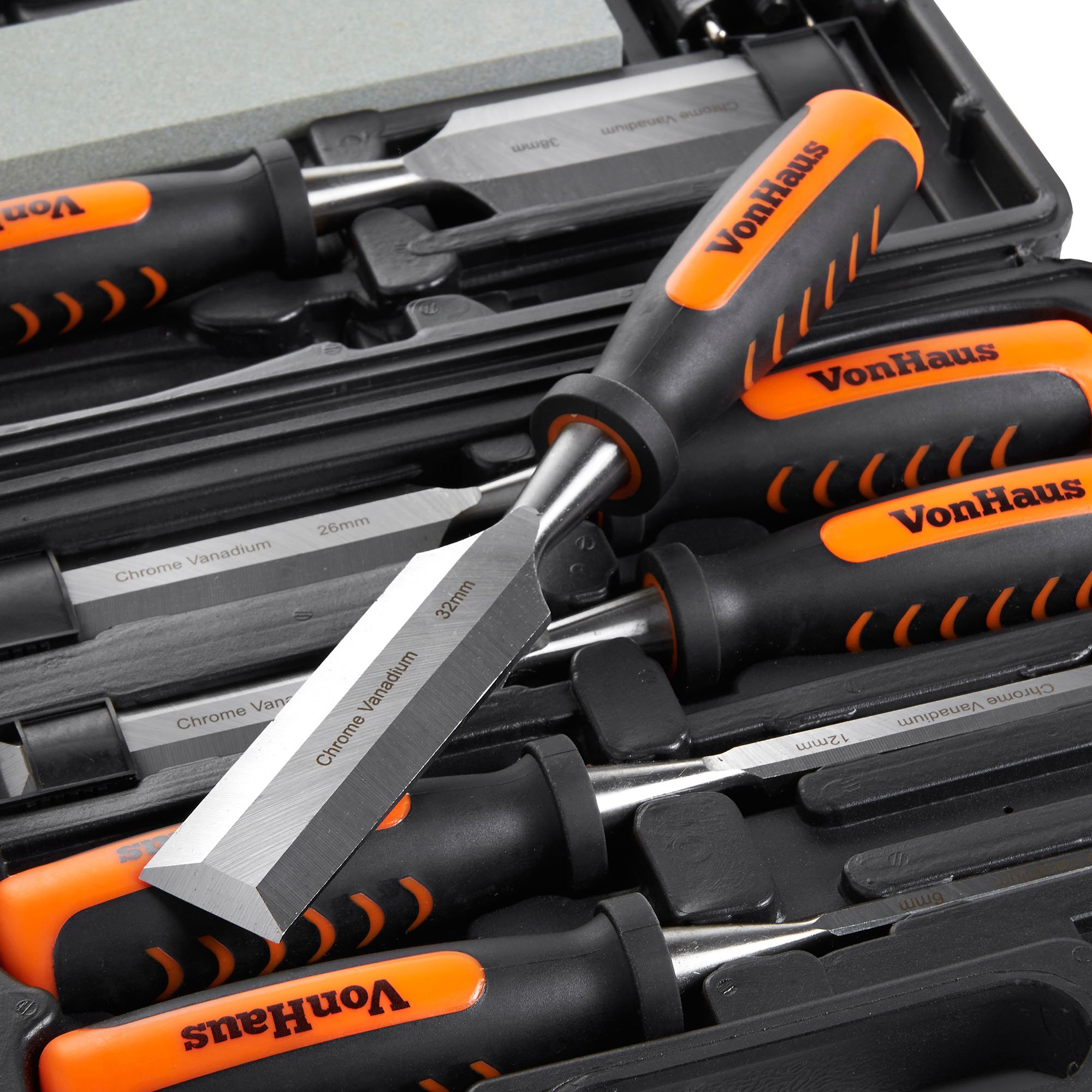 VonHaus set scalpelli legno 8 pezzi con guida e pietra