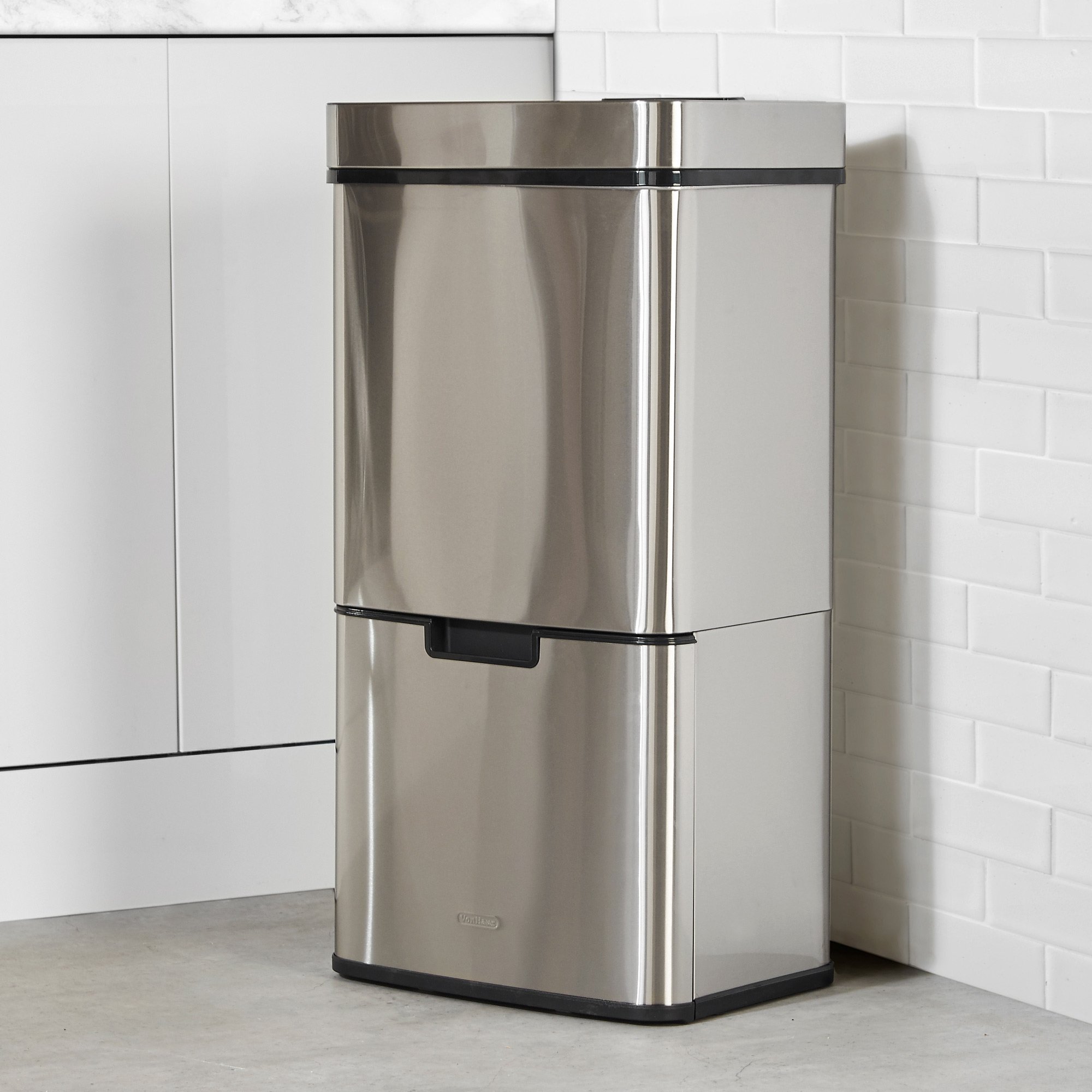 VonHaus pattumiera automatica sensore 72L acciaio nero 3 scomparti