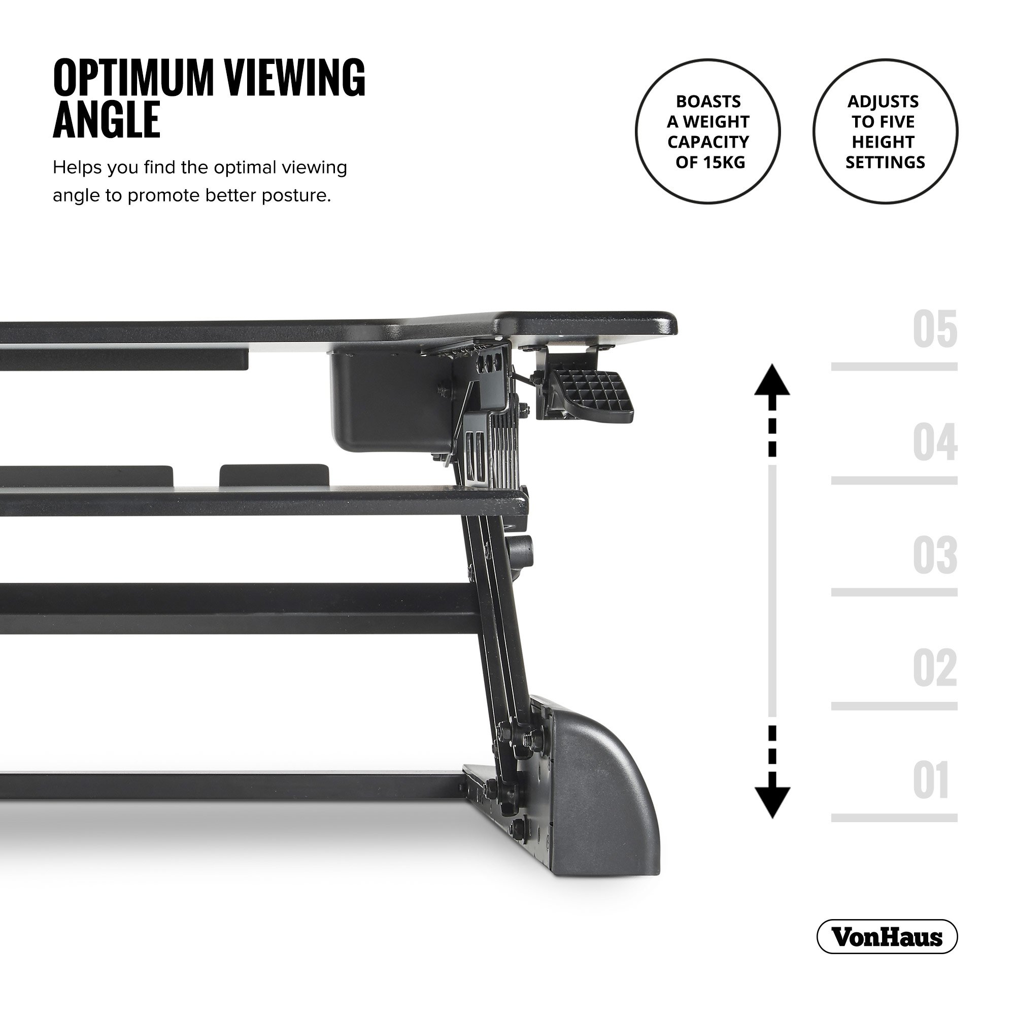 VonHaus postazione lavoro sit-stand due livelli nera