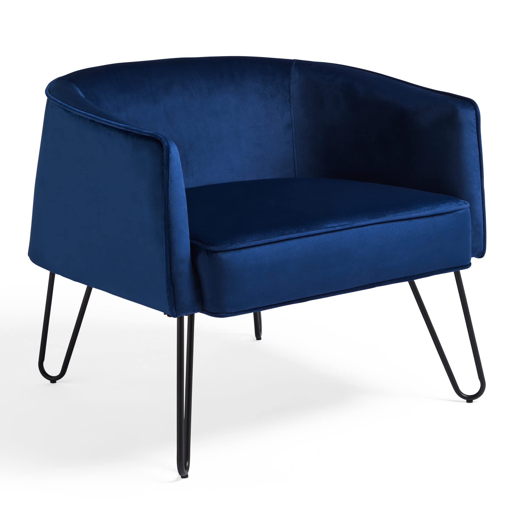 VonHaus sedia in velluto blu navy con gambe nere