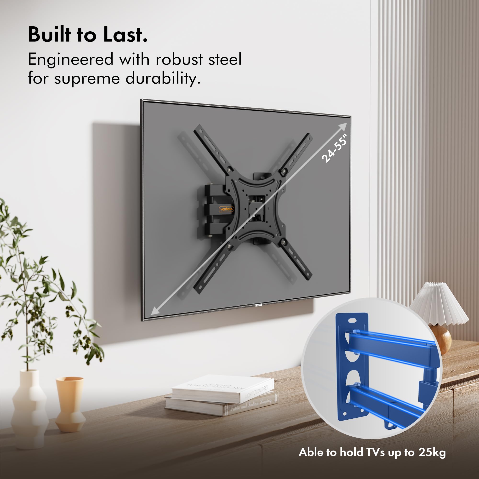 VonHaus Supporto Parete TV 23-55 Pollici 35 Kg Inclinabile