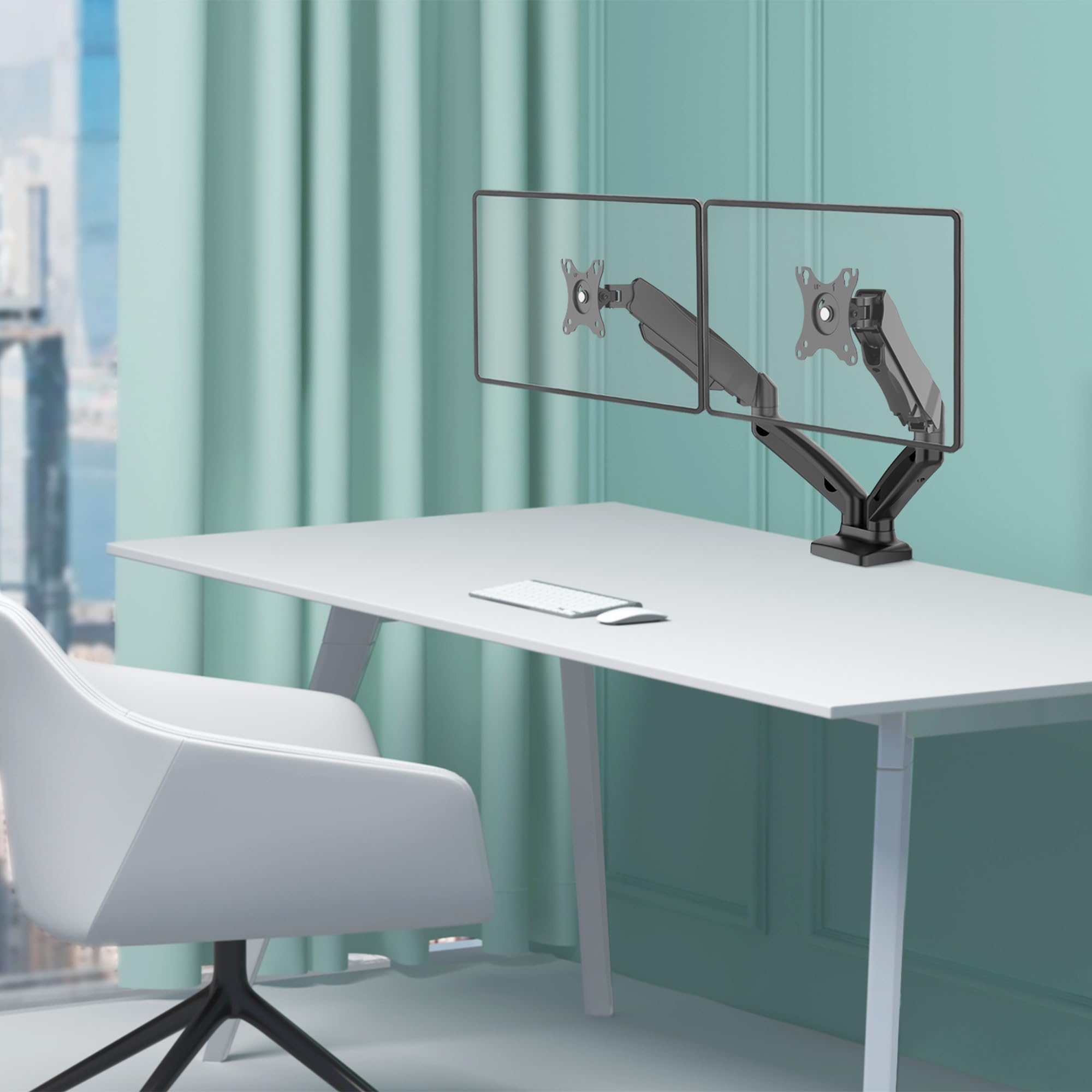 VonHaus Supporto Doppio Monitor a Gas da Scrivania con USB 6 kg