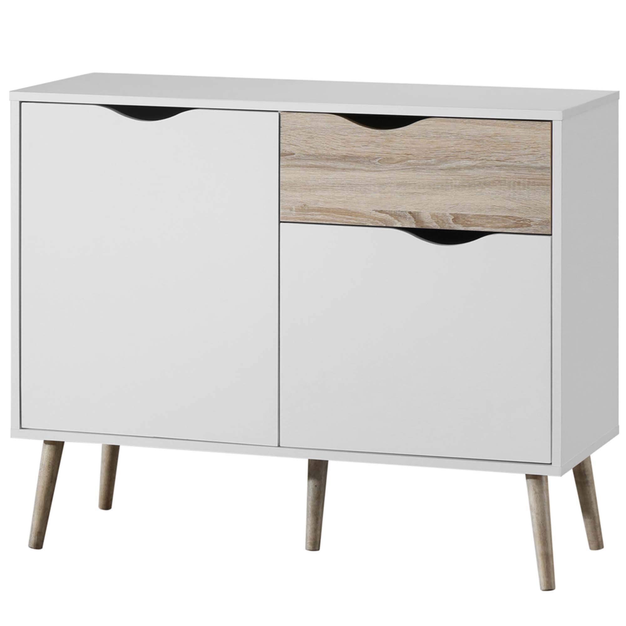 VonHaus Credenza Bianca Rovere 99 cm 1 Cassetto