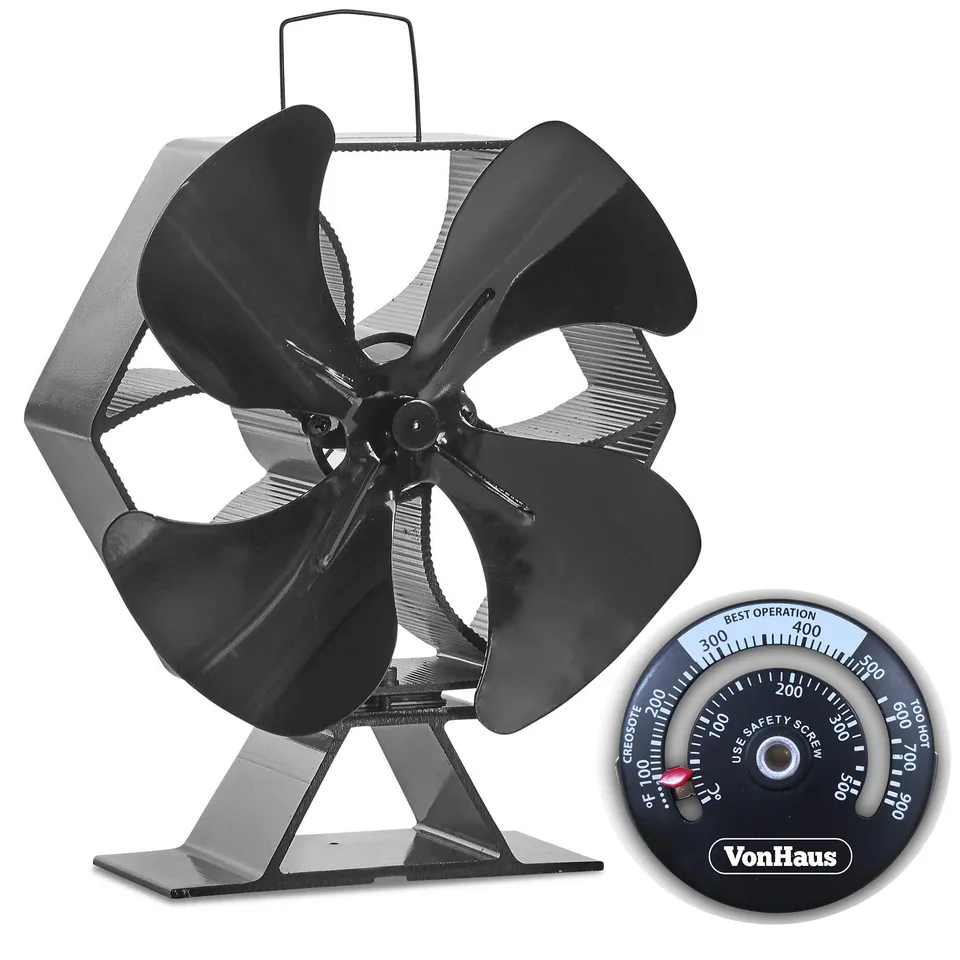 Vonhaus Ventilatore per Stufa XL 4 Pale Termoelettrico
