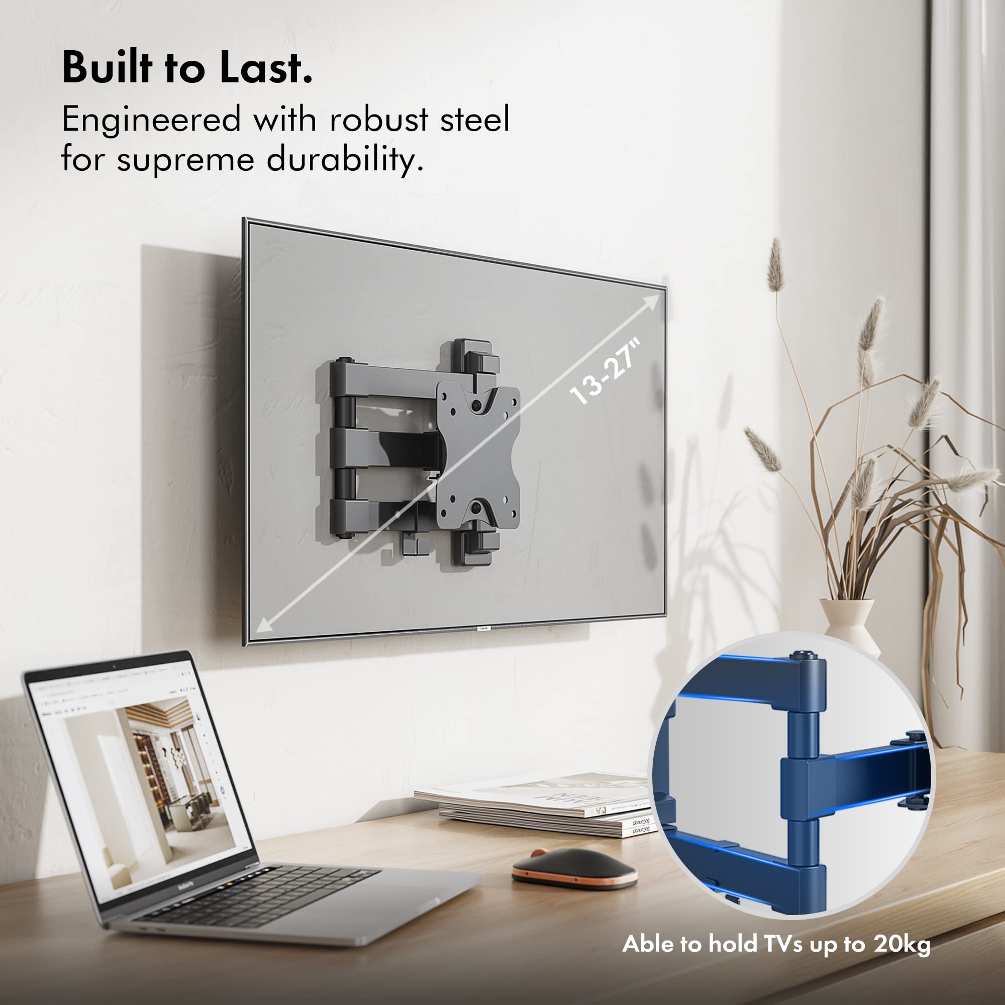 Vonhaus supporto TV a muro 13-27" VESA 100 braccio snodato