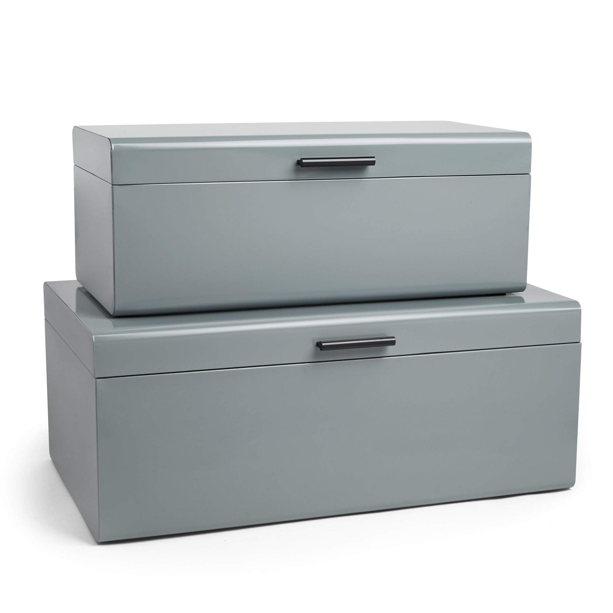 Vonhaus set 2 bauli carbone metallo grigio M+L