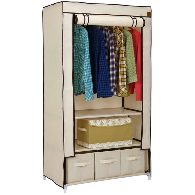 VonHaus Doppia Tela armadio in tela beige 3 cassetti