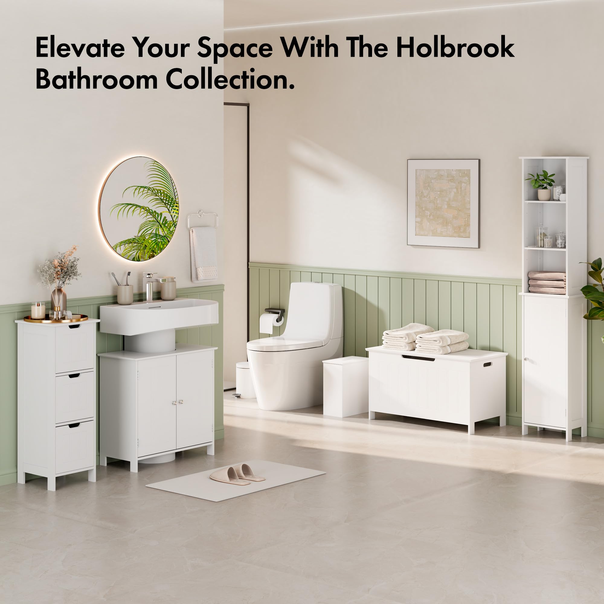 VonHaus Slim Mobile Bagno Bianco 30x17x35 cm Coloniale