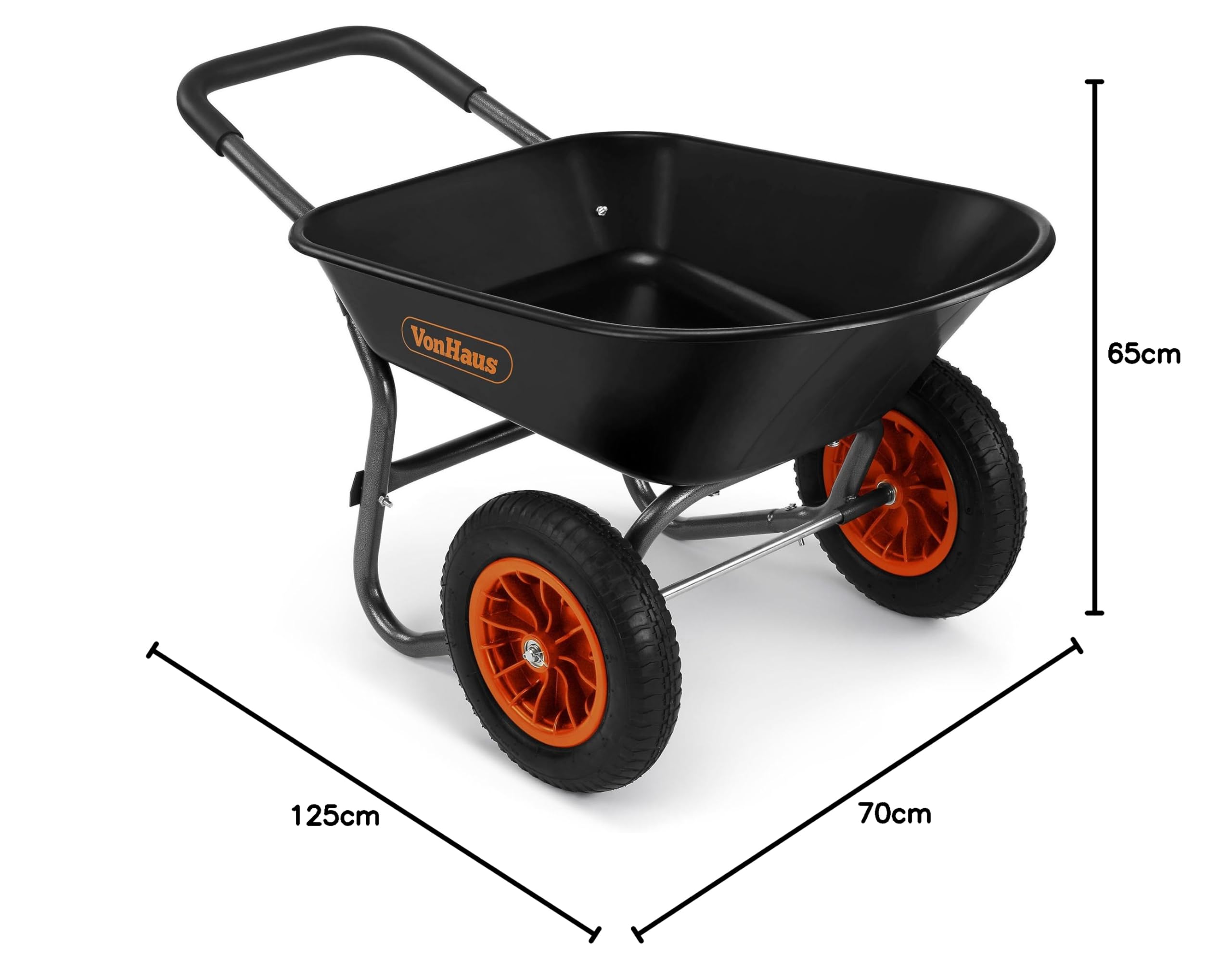 VonHaus Carriola Giardino 78L 2 Ruote Portata 100 kg