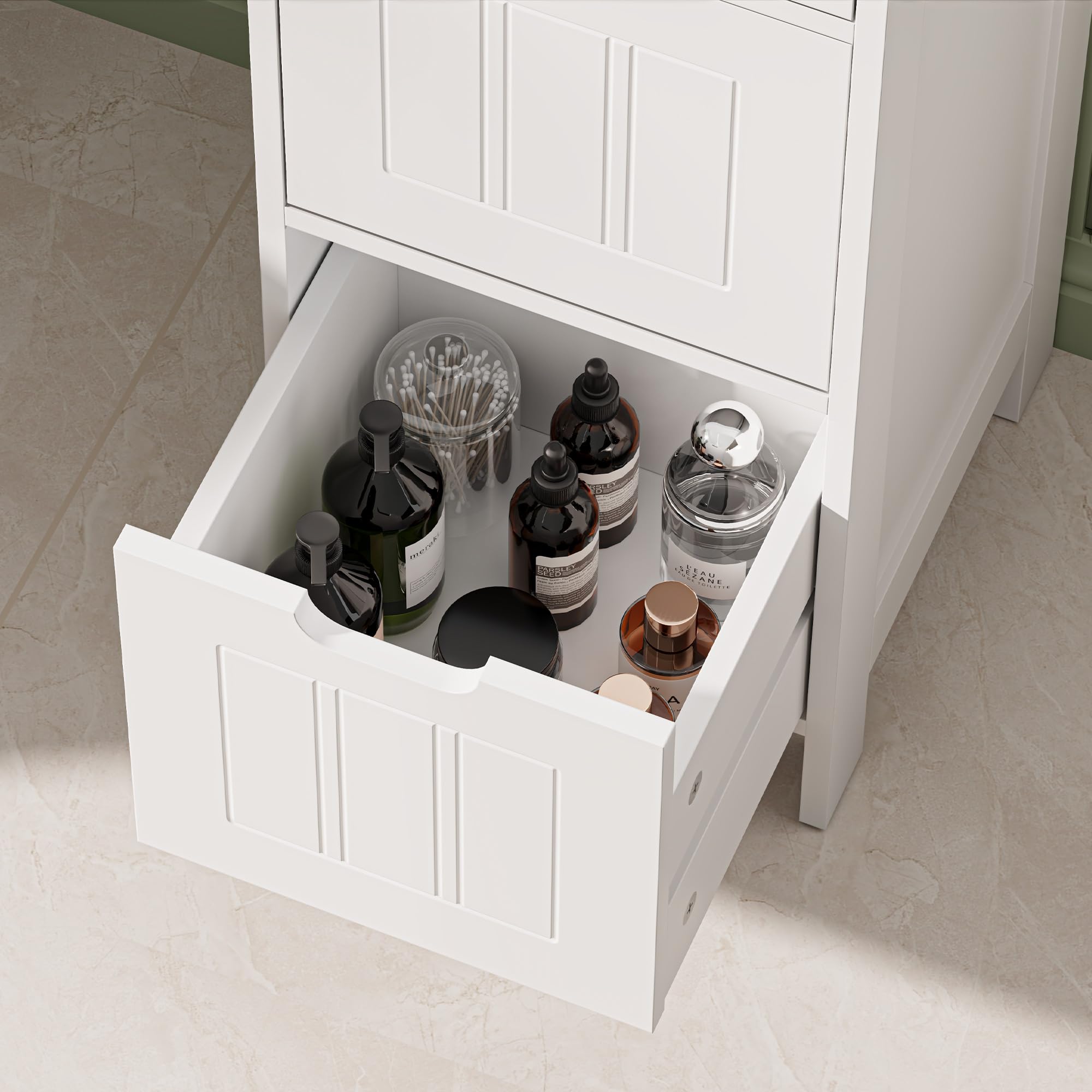 VonHaus mobiletto 3 cassetti bianco coloniale 30x30x81