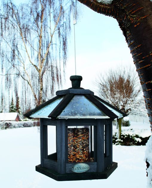 Ryom mangiatoia uccelli esagonale 34 cm legno zinco