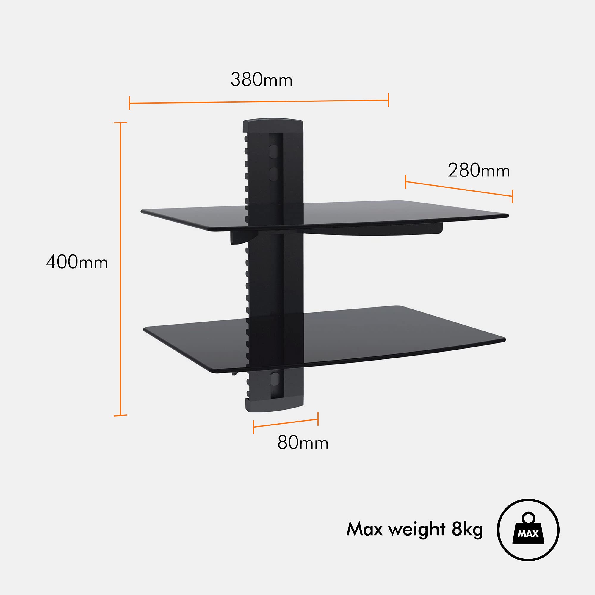 Vonhaus mensola vetro porta decoder 2 ripiani 8 kg