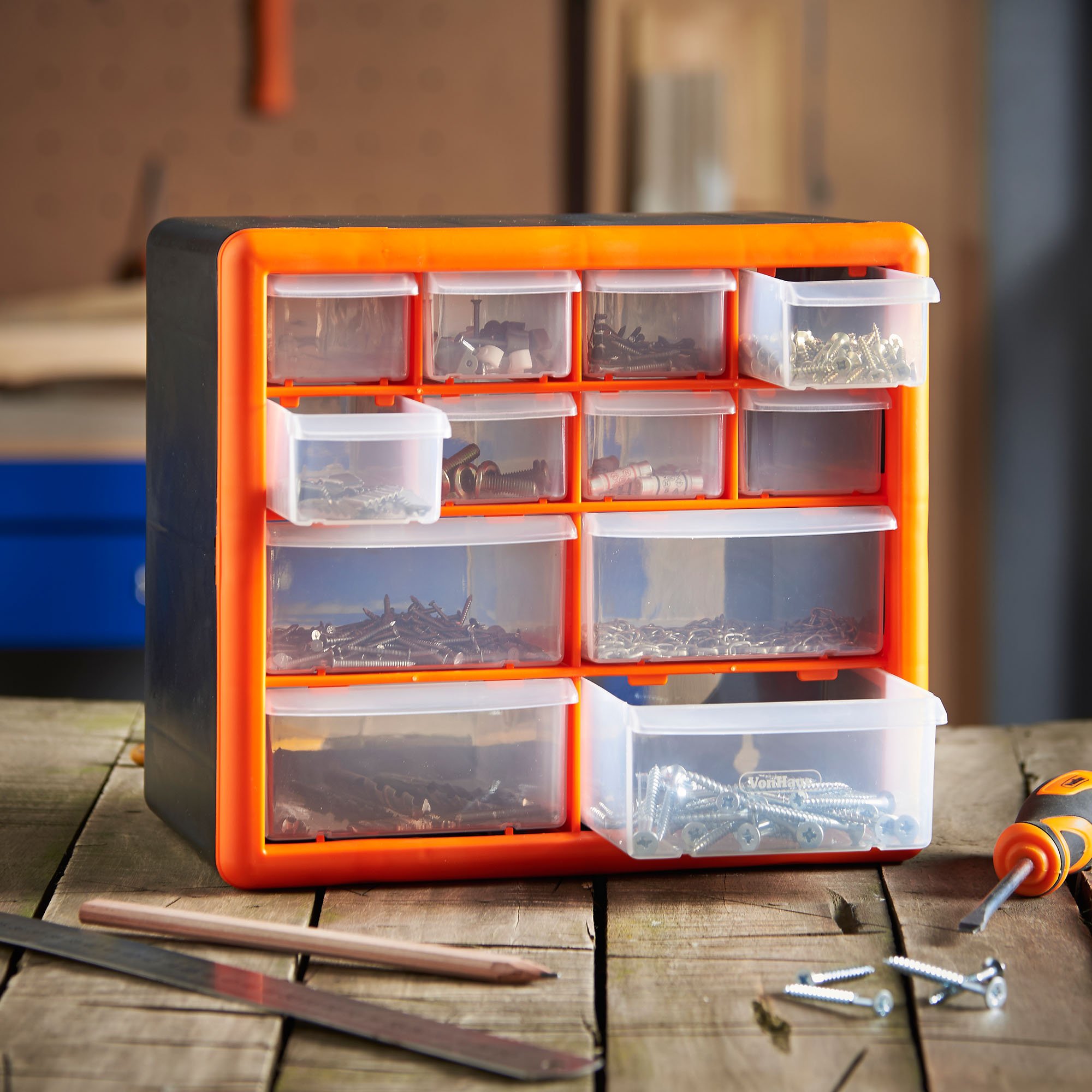 VonHaus Organizer 12 Cassetti Viti 26,7x16x23,5 cm Plastica
