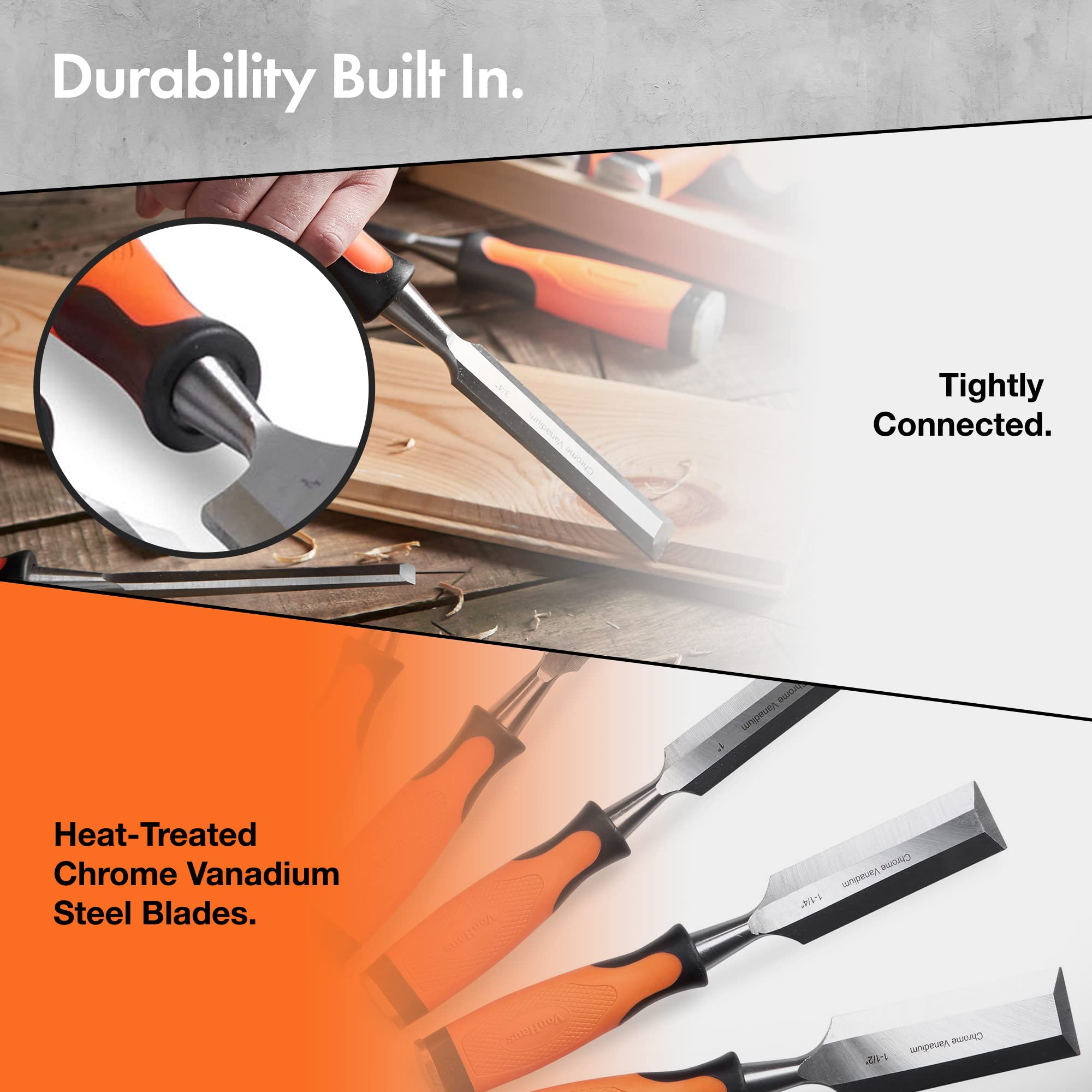 VonHaus Set Scalpelli Legno 10 Pezzi con Pietra Acciaio Cv