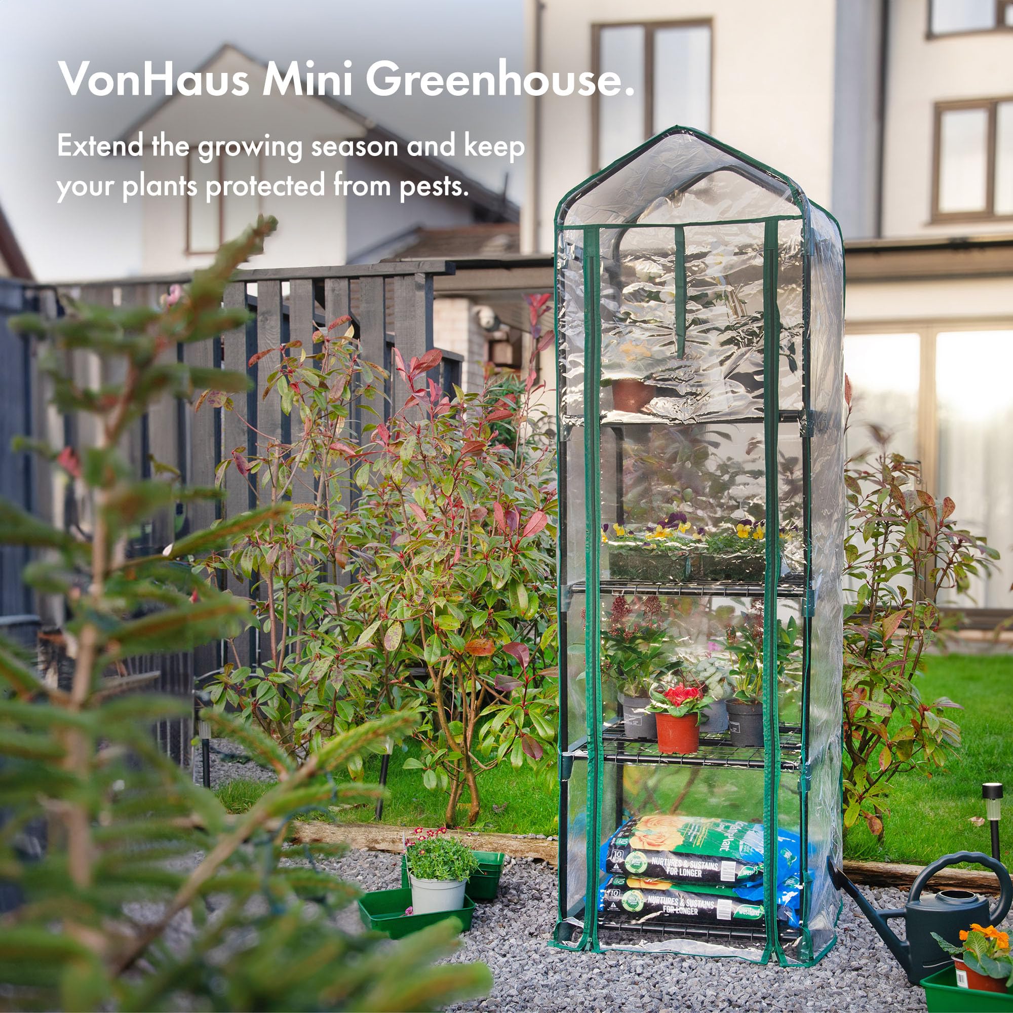 VonHaus Mini Serra PVC 4 Ripiani 158x69x49 cm Acciaio