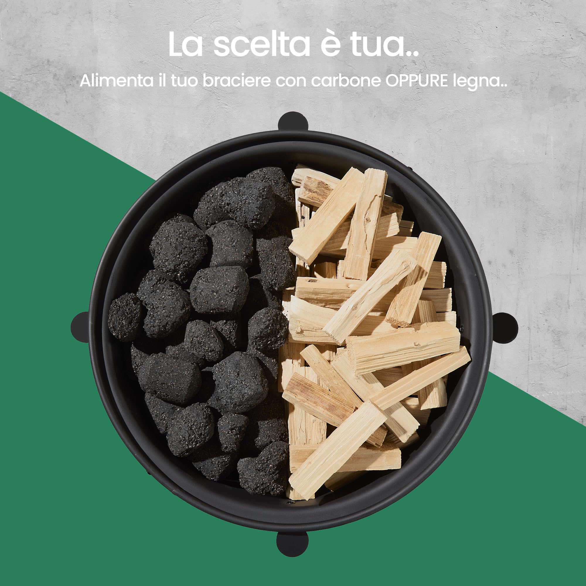 VonHaus Braciere BBQ 2 in 1 acciaio nero rame 54 cm