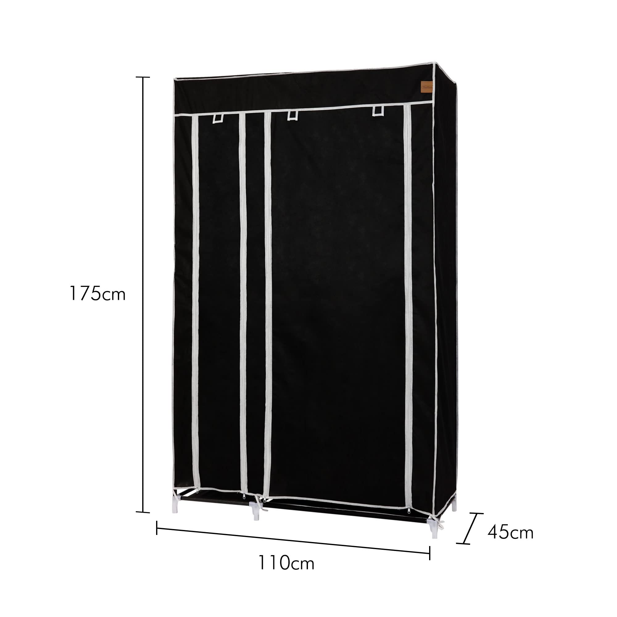 VonHaus guardaroba doppio in tela nero 100x175x45 cm