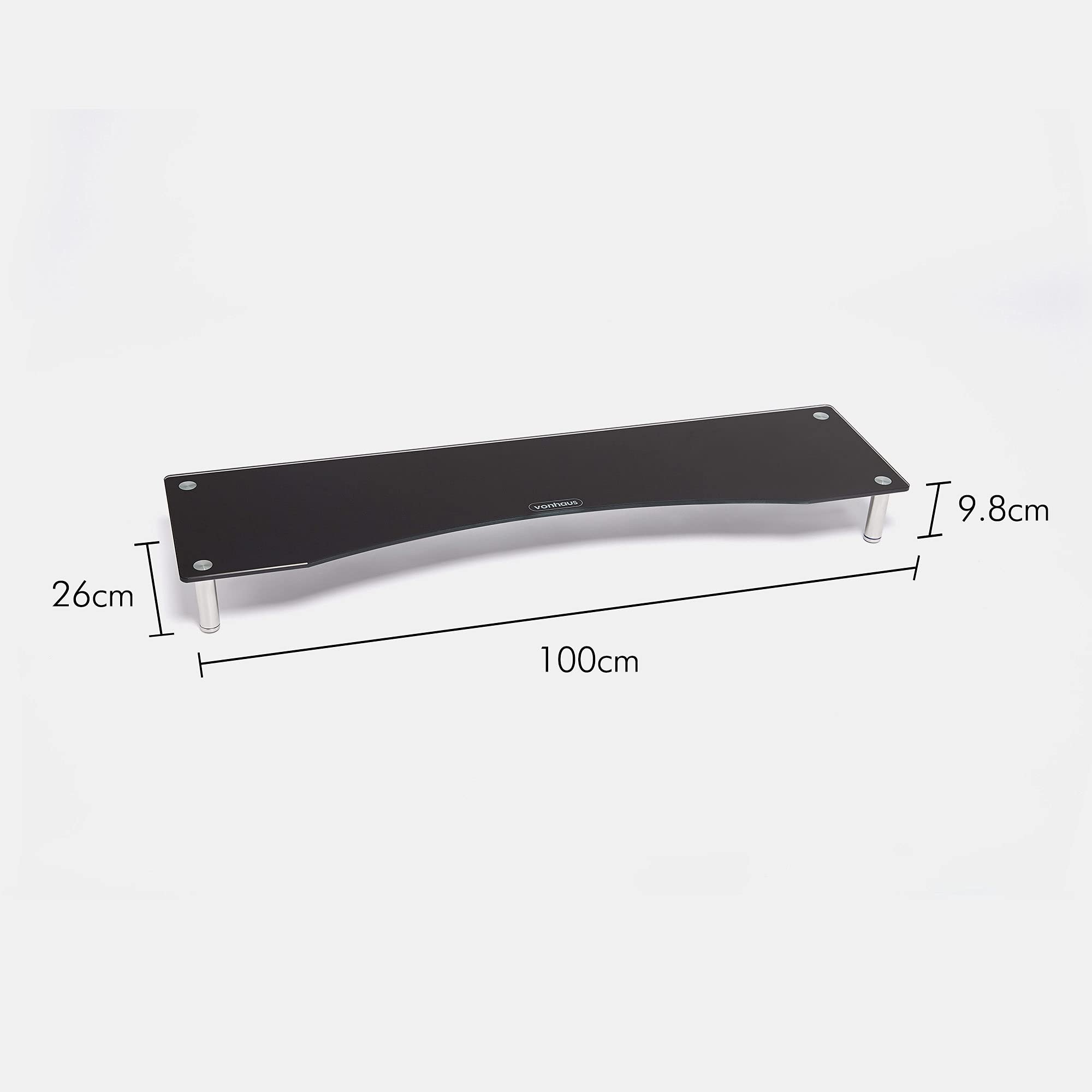 VonHaus XL supporto monitor vetro 100x26 cm doppio